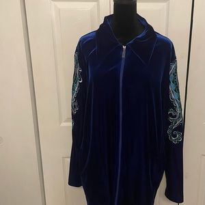 Bob Mackie Wearable Art Vintage Embroidery Tunic Jacket Size Large Blue